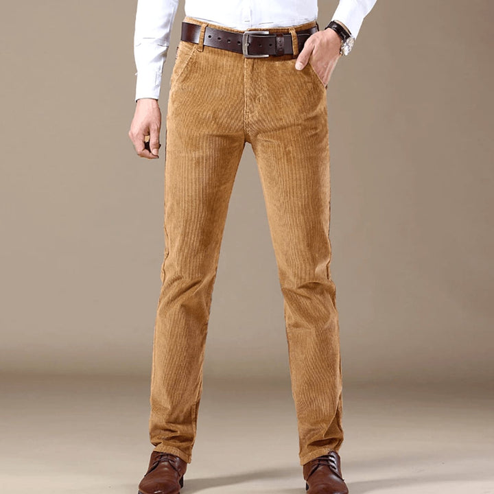 Men's Corduroy Trousers with Slim Fit and Straight Leg