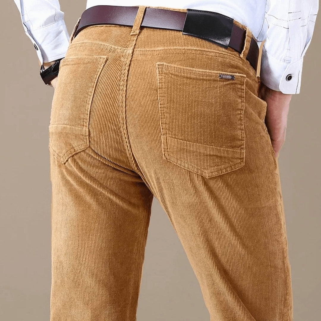 Men's Corduroy Trousers with Slim Fit and Straight Leg