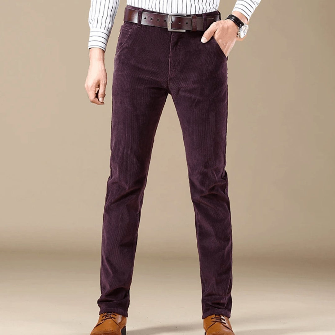 Men's Corduroy Trousers with Slim Fit and Straight Leg