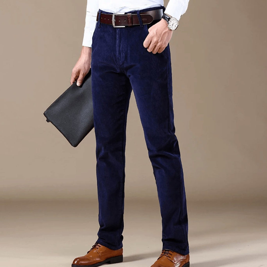 Men's Corduroy Trousers with Slim Fit and Straight Leg