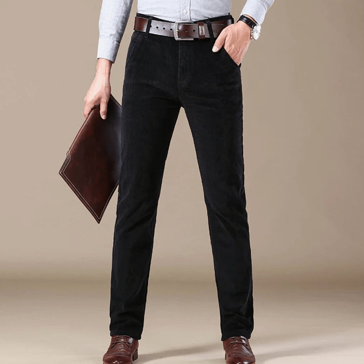 Men's Corduroy Trousers with Slim Fit and Straight Leg