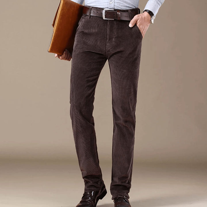 Men's Corduroy Trousers with Slim Fit and Straight Leg