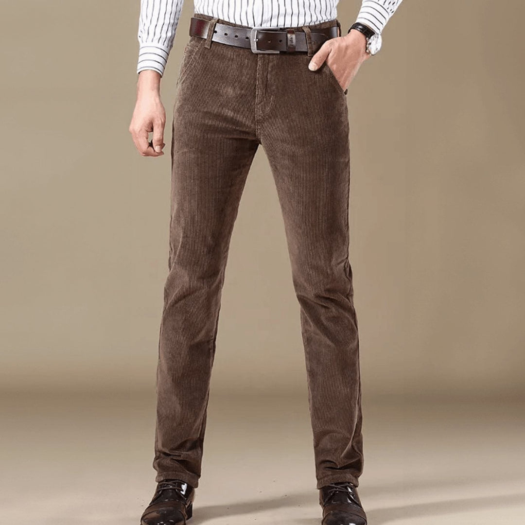 Men's Corduroy Trousers with Slim Fit and Straight Leg