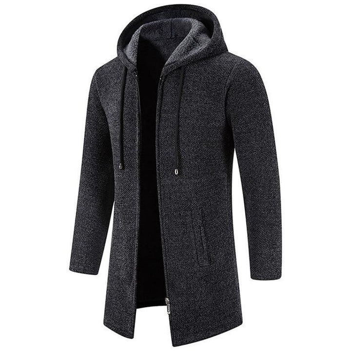 Men's Wrap Zip-Front Hoodie with Side Pockets in Black