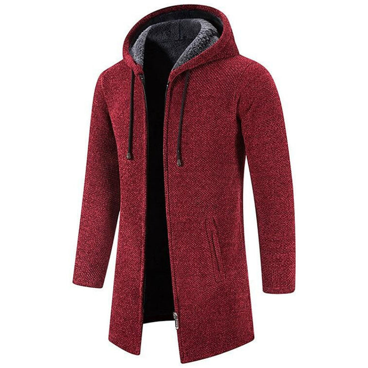 Men's Wrap Zip-Front Hoodie with Side Pockets in Red