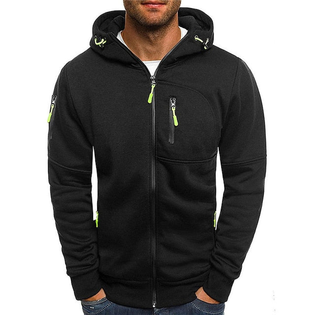 Men's Zip-Up Hooded Knit Sweater Fleece Pullover Hoodie