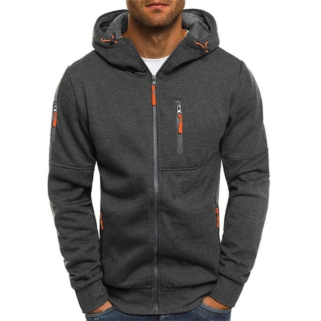 Men's Zip-Up Hooded Knit Sweater Fleece Pullover Hoodie