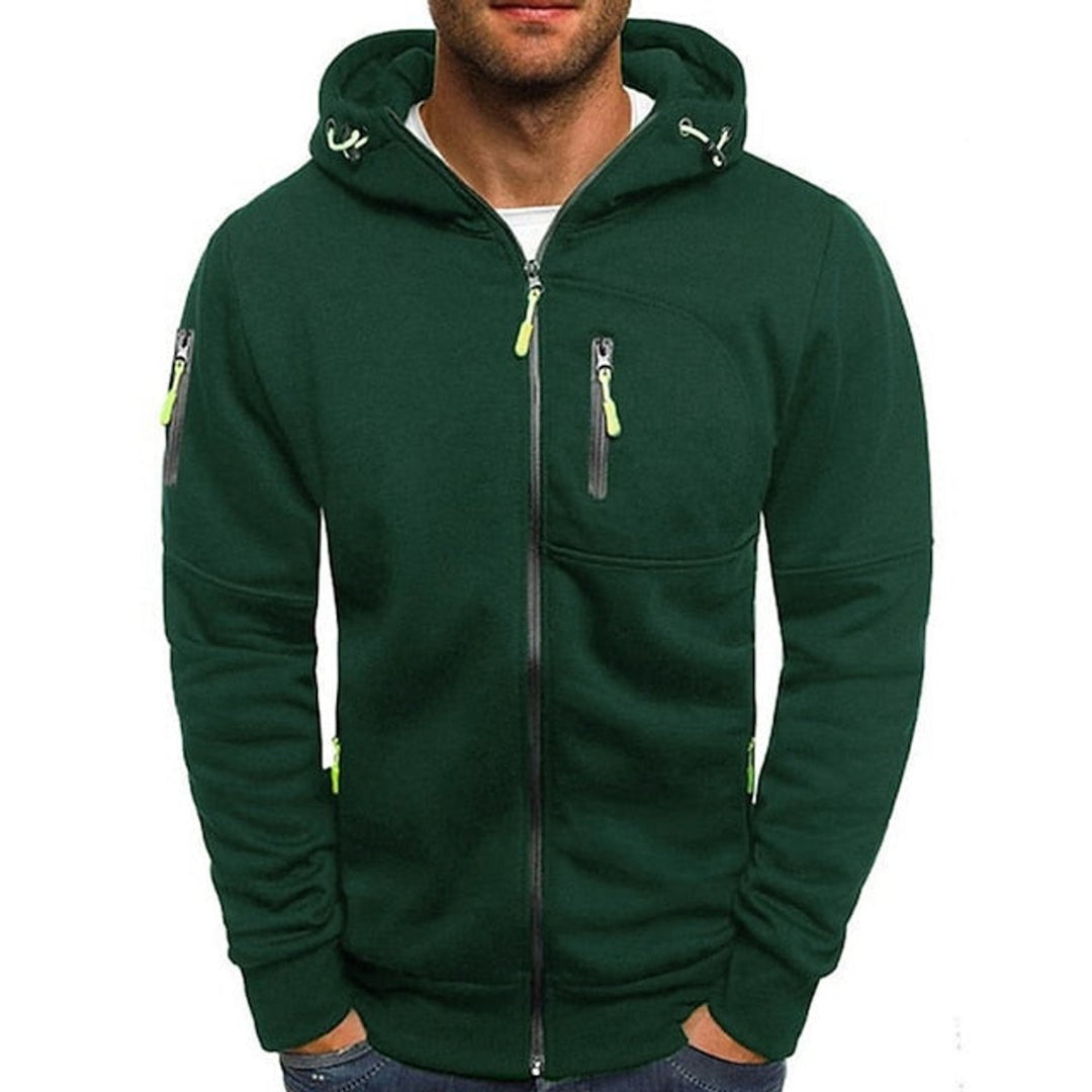 Men's Zip-Up Hooded Knit Sweater Fleece Pullover Hoodie