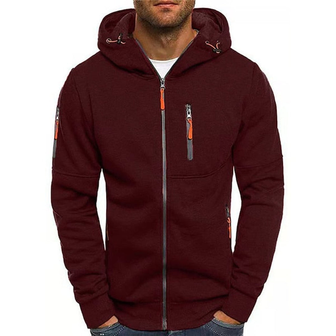 Men's Zip-Up Hooded Knit Sweater Fleece Pullover Hoodie