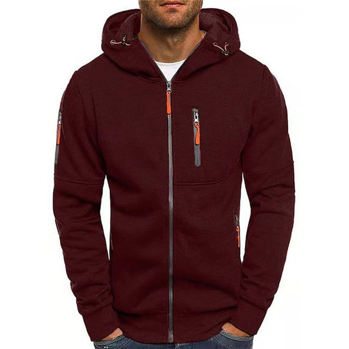 Men's Zip-Up Hooded Knit Sweater Fleece Pullover Hoodie