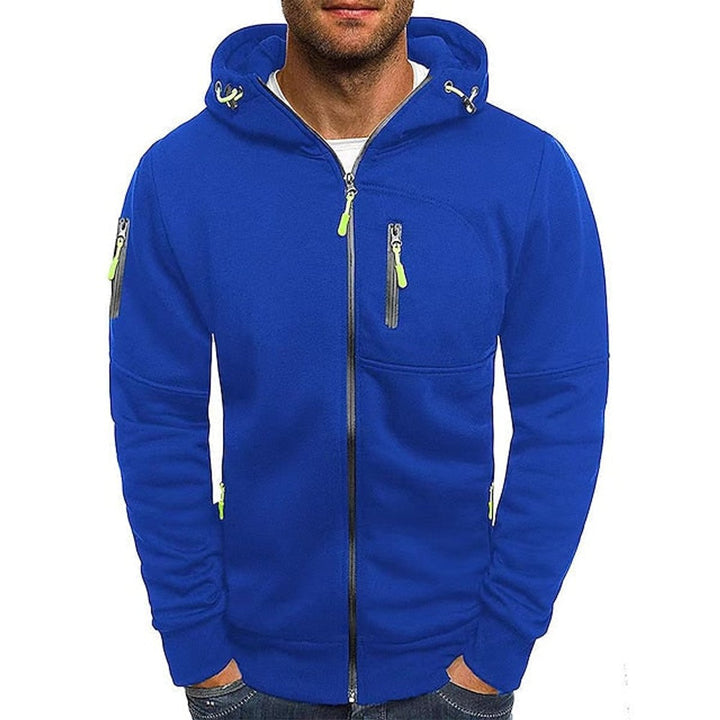 Men's Zip-Up Hooded Knit Sweater Fleece Pullover Hoodie