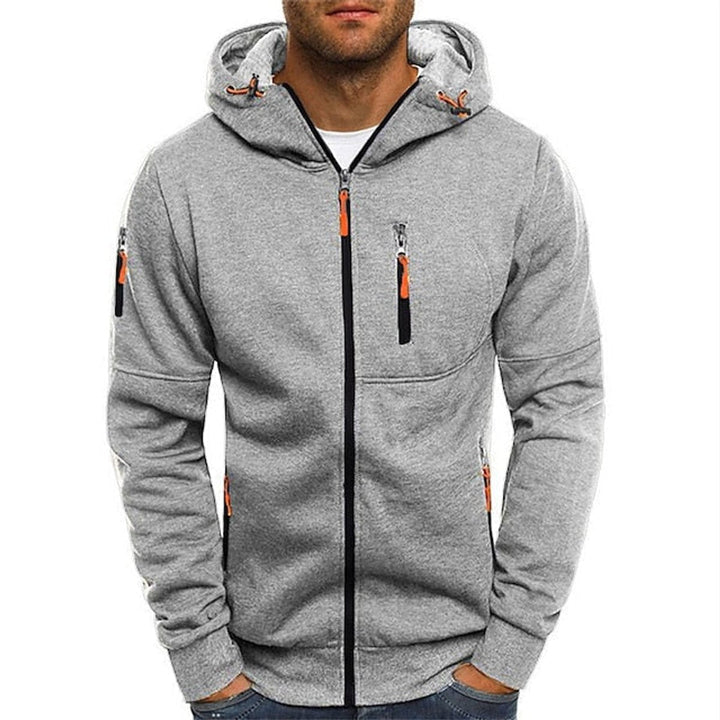 Men's Zip-Up Hooded Knit Sweater Fleece Pullover Hoodie