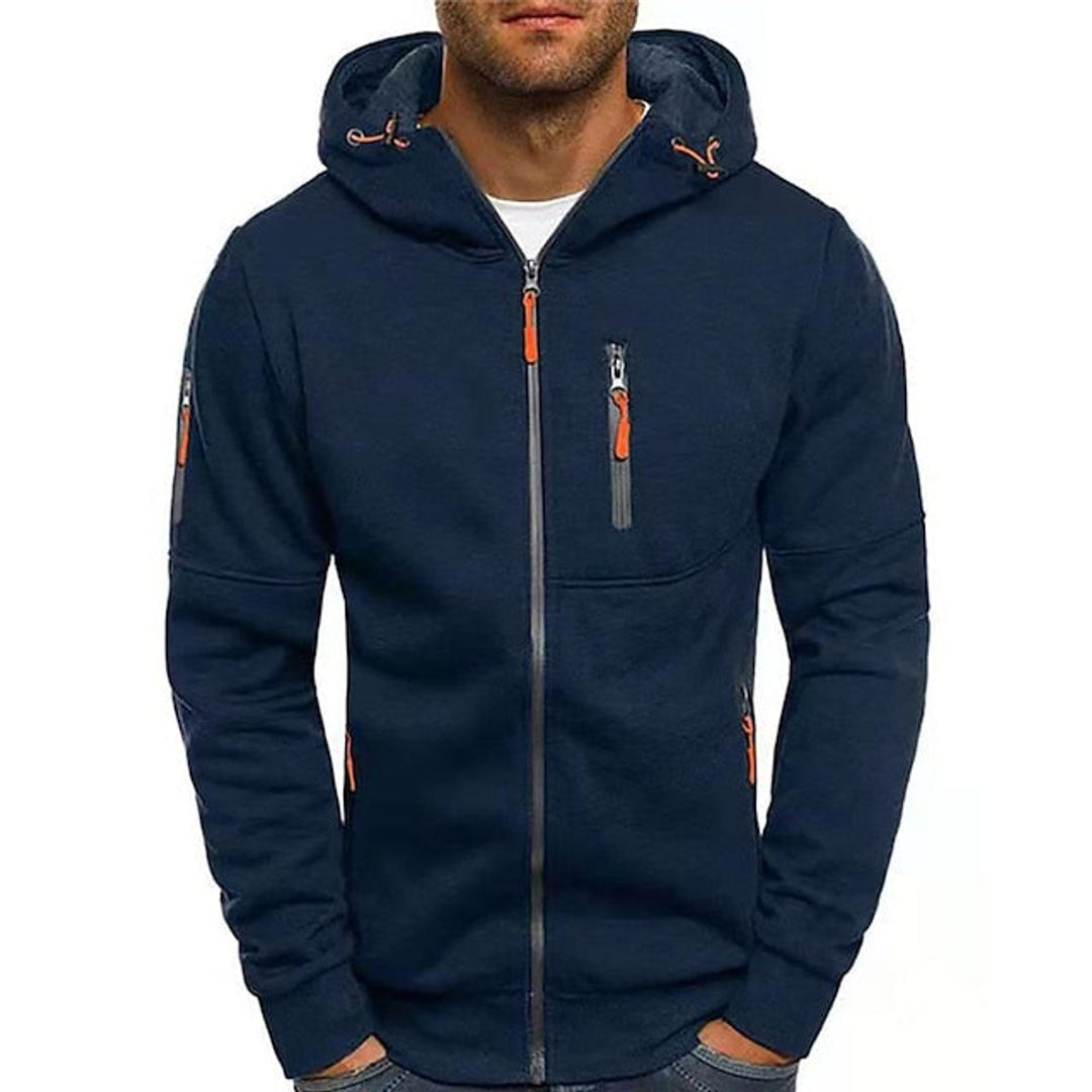 Men's Zip-Up Hooded Knit Sweater Fleece Pullover Hoodie