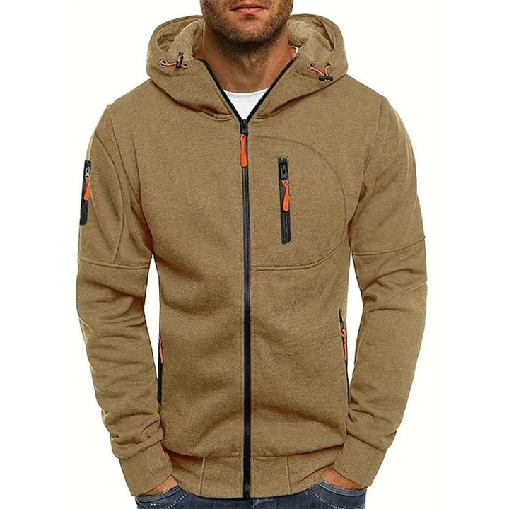 Men's Zip-Up Hooded Knit Sweater Fleece Pullover Hoodie
