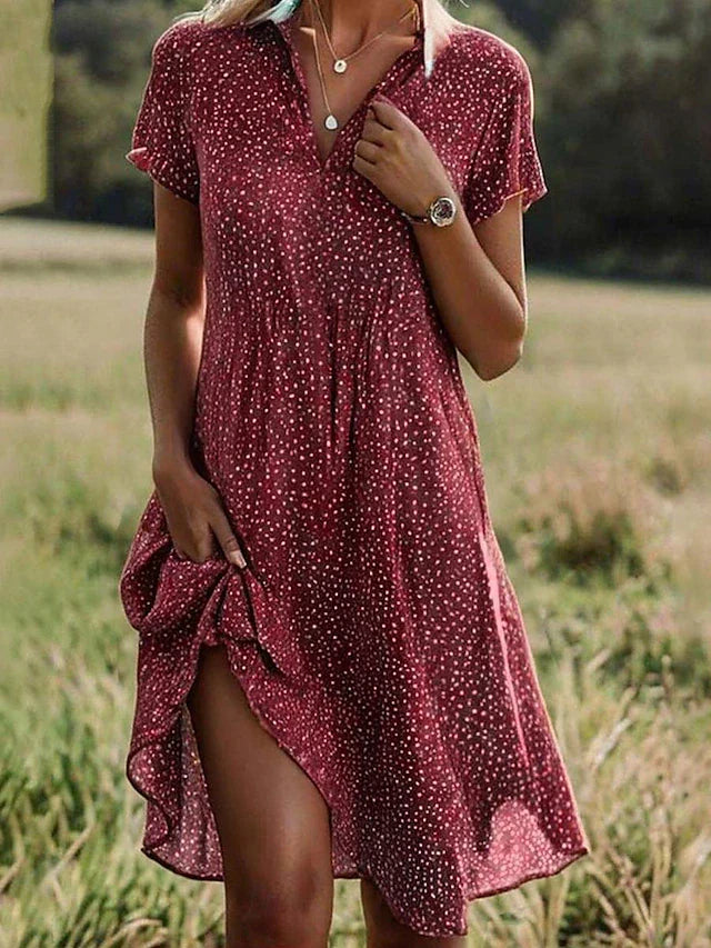 Stylish Midi Shirt Dress for Women | Comfortable Short-Sleeve