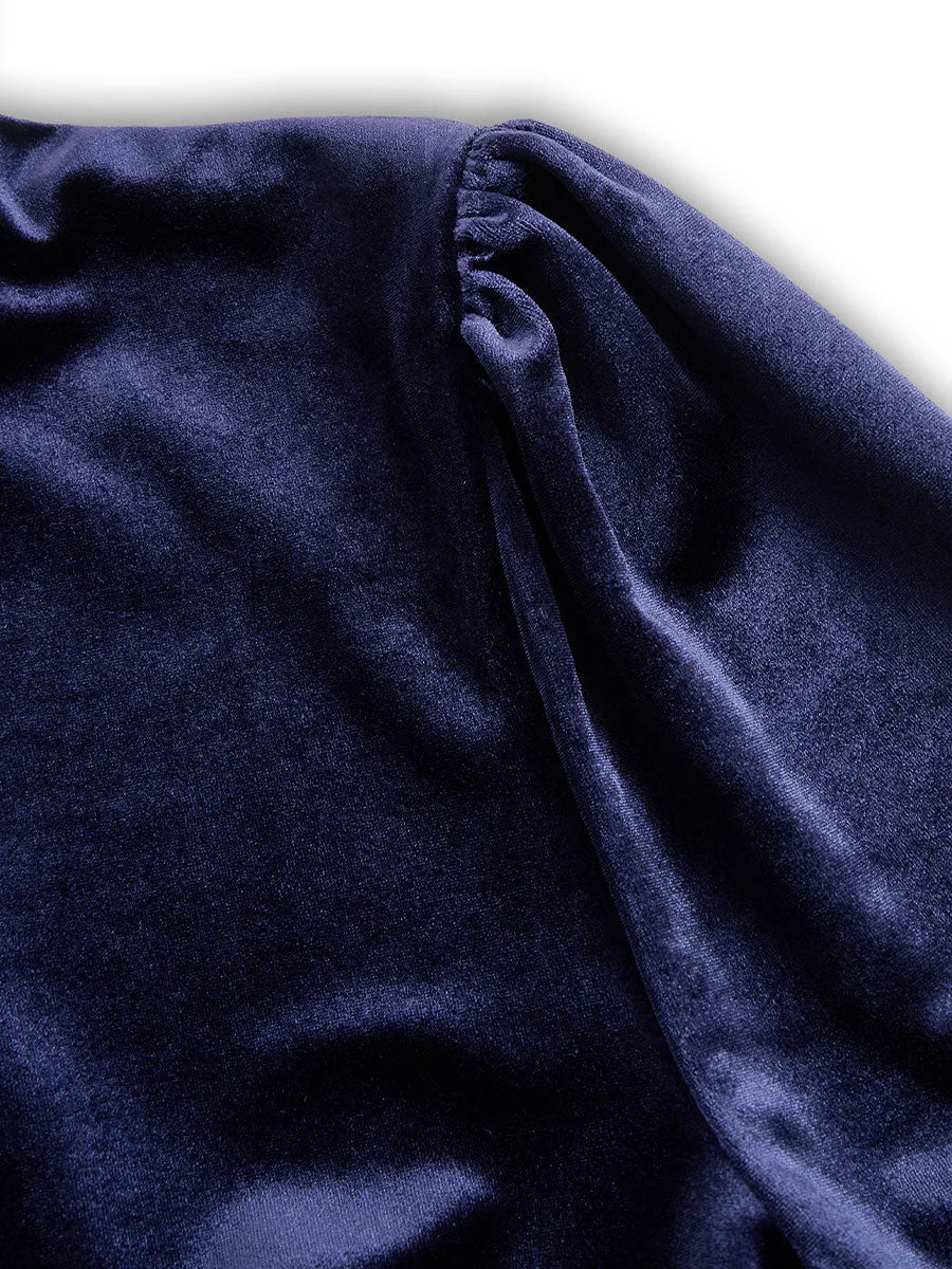Women's Velvet Midi Dress with Full Skirt