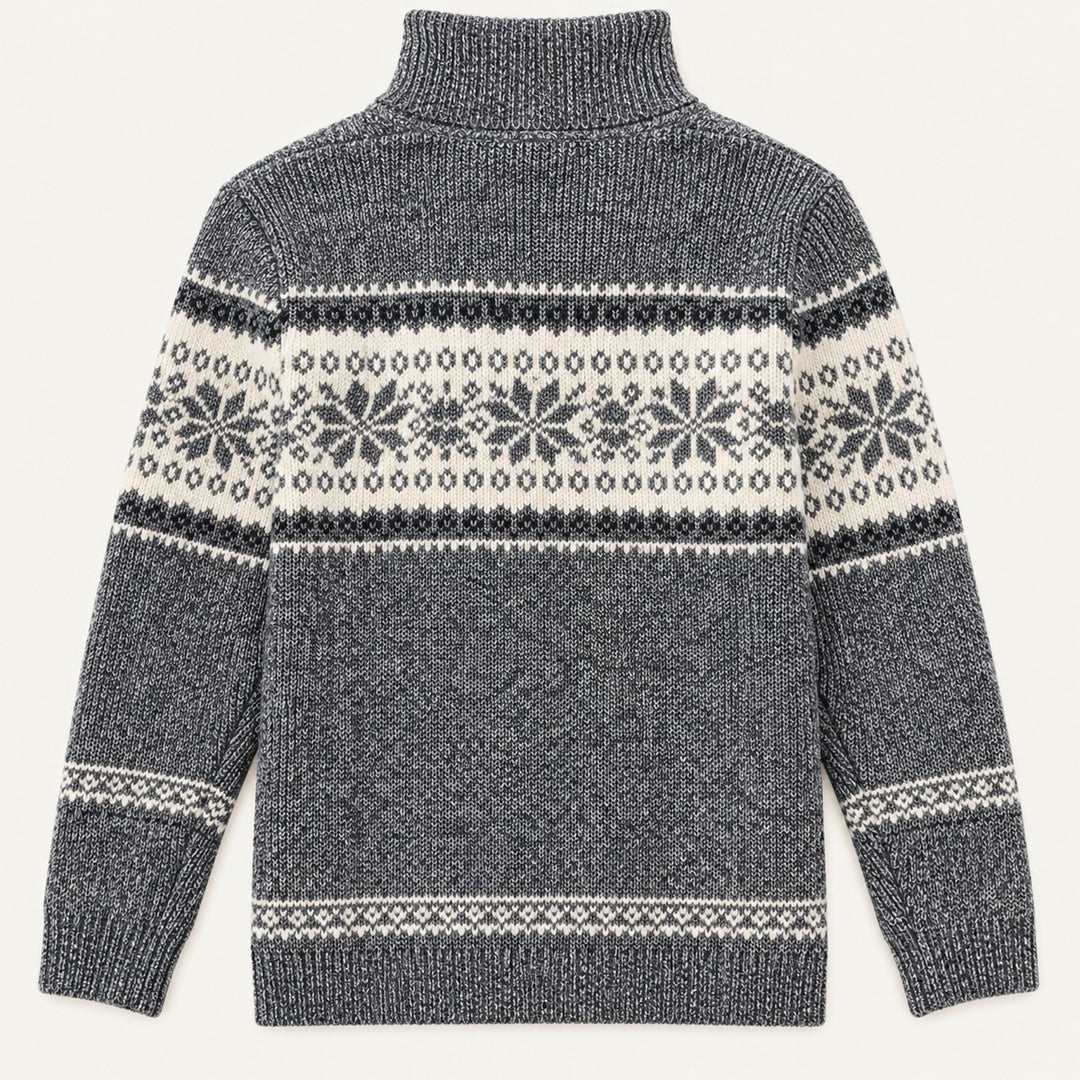 Men's Fleece-Lined Fair Isle Zip Cardigan with Stand Collar - photo 3