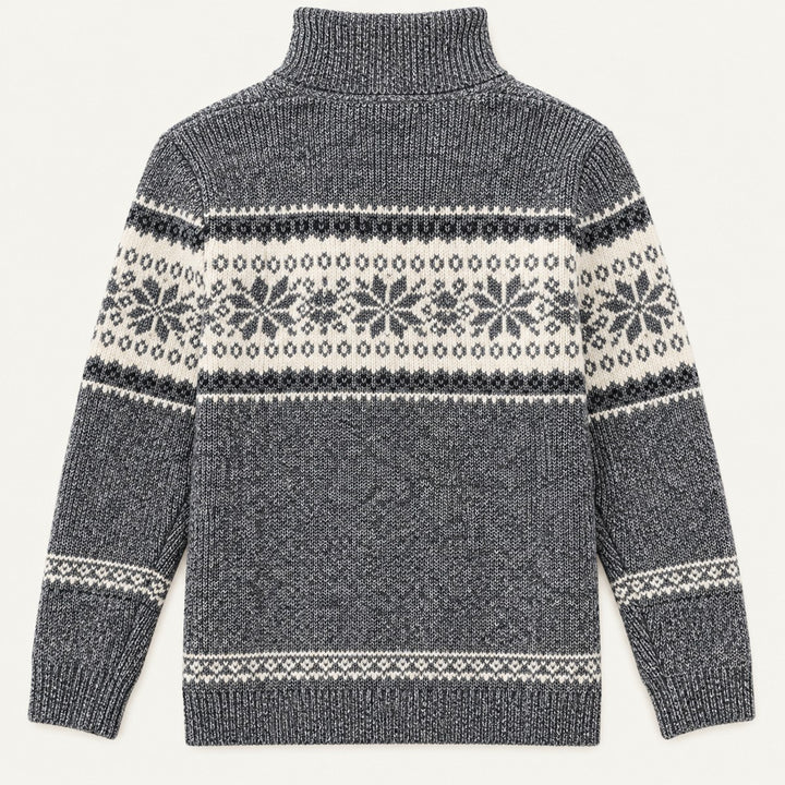 Men's Fleece-Lined Fair Isle Zip Cardigan with Stand Collar - photo 3