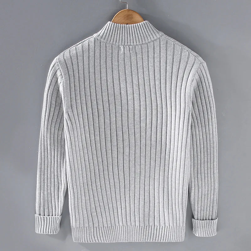 Noah - Men's Zip Up Cardigan with Ribbed Cuffs and Hem - photo 2