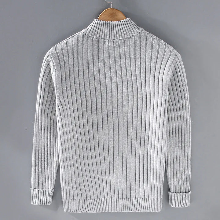 Noah - Men's Zip Up Cardigan with Ribbed Cuffs and Hem - photo 2