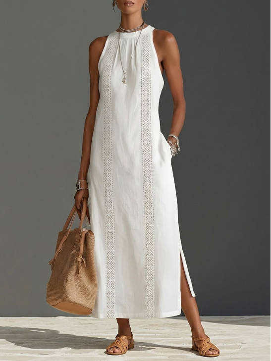 Octaviana - Women's Embroidered Sleeveless Midi Dress
