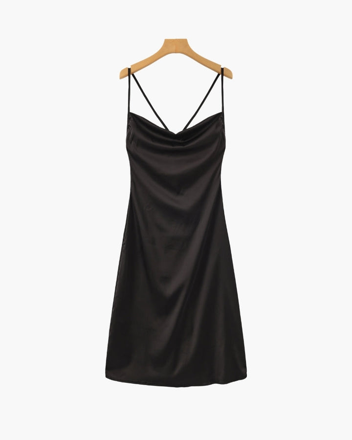 Women's Silk Satin Slip Dress with Cowl Neck - photo 4