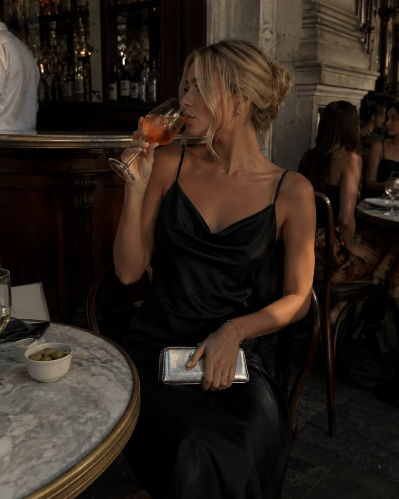 Women's Silk Satin Slip Dress with Cowl Neck - photo 9