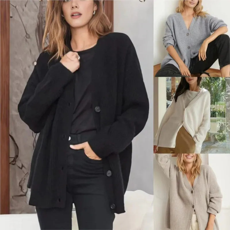 Olivia - Women's V-neck Cashmere Cardigan with Button Front - photo 10
