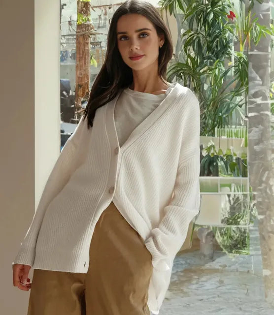 Olivia - Women's V-neck Cashmere Cardigan with Button Front - photo 3