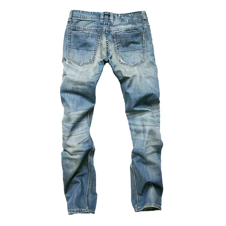 Pánské roztrhané úzké džíny z denimu v tmavě modré barvě