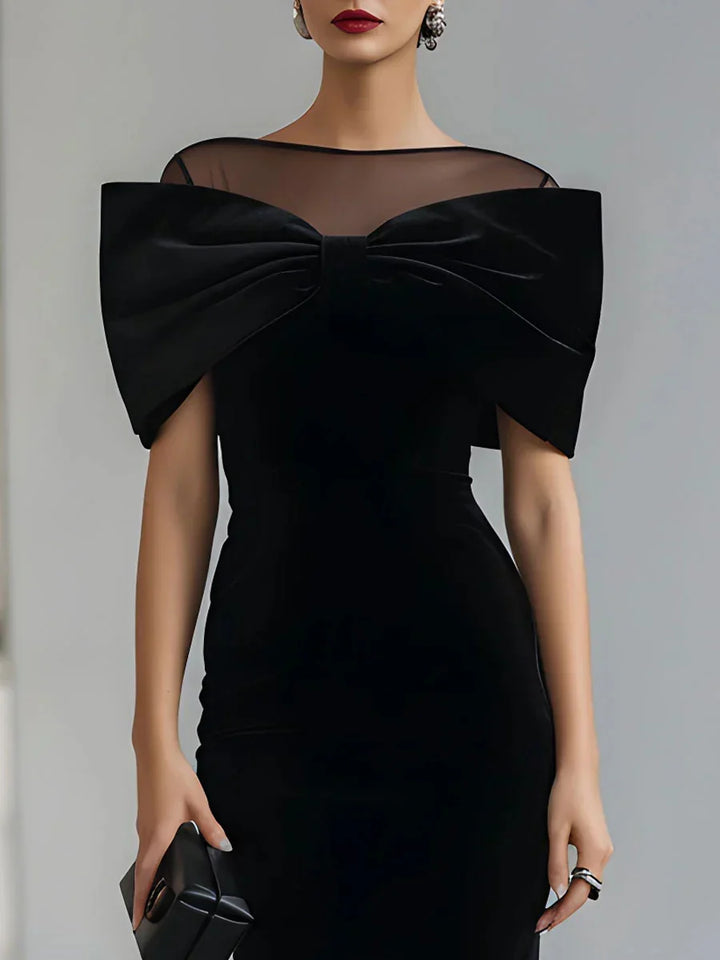 Women's Velvet Midi Dress with a Zip and a High Split