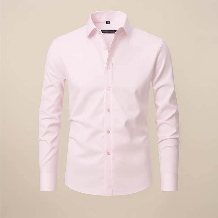 Men's Long-Sleeve Button-Up Shirt with Tailored Fit and Wrinkle-Resistant Finish