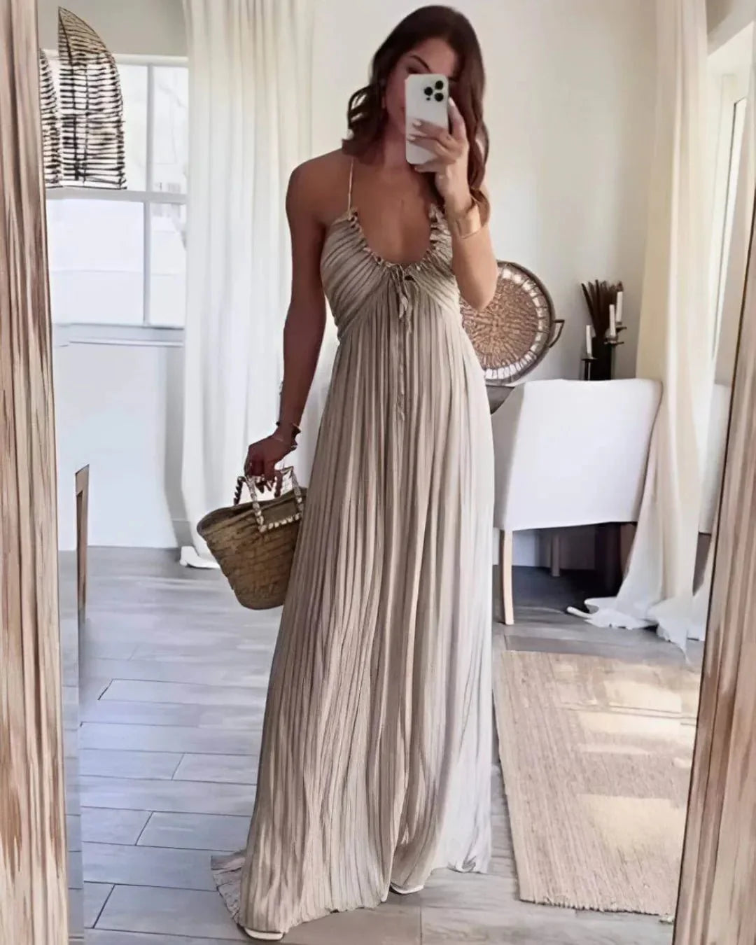 Beatrice | Elegant Pleated Halter Maxi Dress