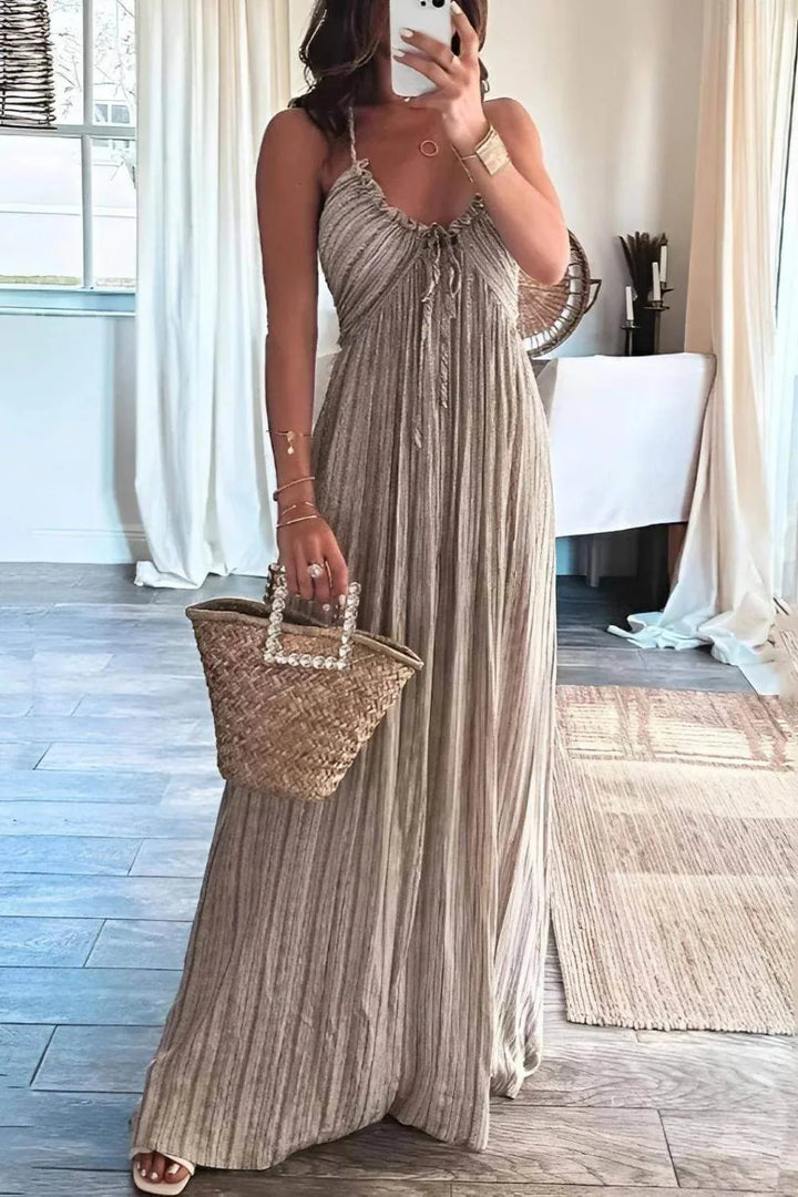 Beatrice | Elegant Pleated Halter Maxi Dress