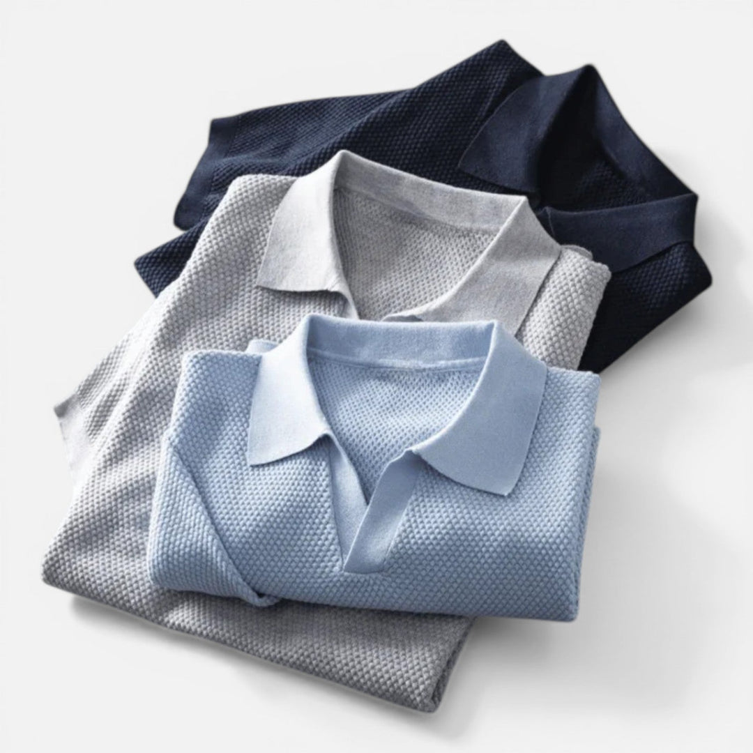 Felorro | Men’s Knitted Polo Shirt Cotton Breathable Slim Fit Classic