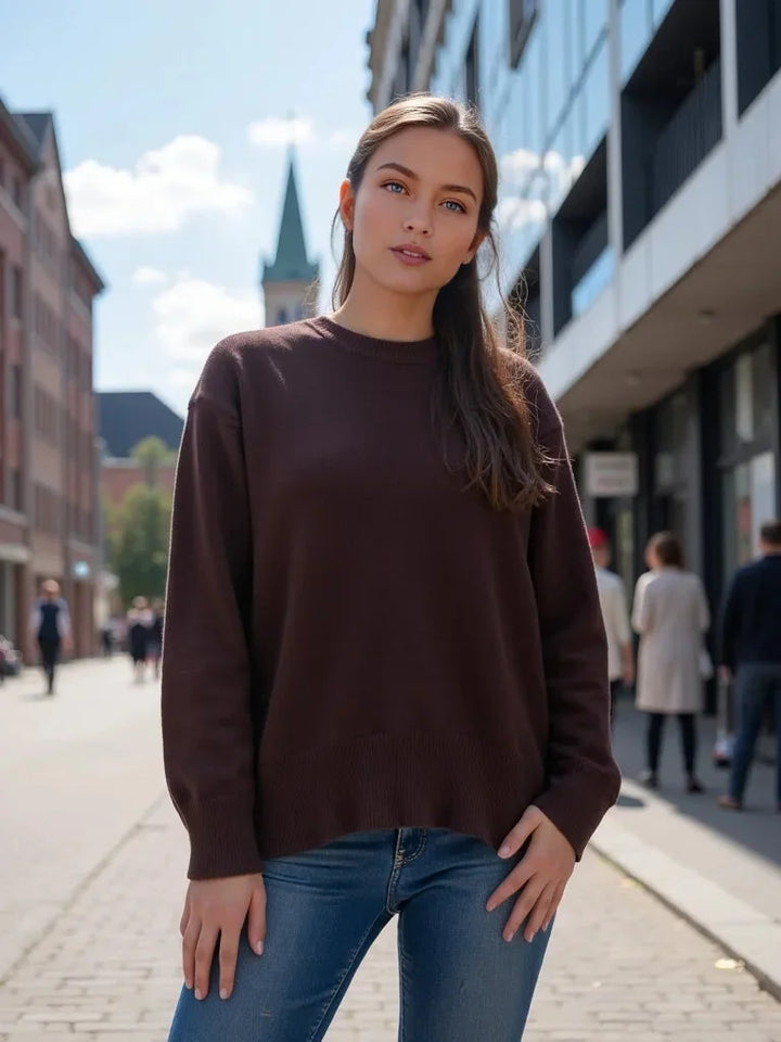 Women's Crew Neck Jumper with Oversized Fit