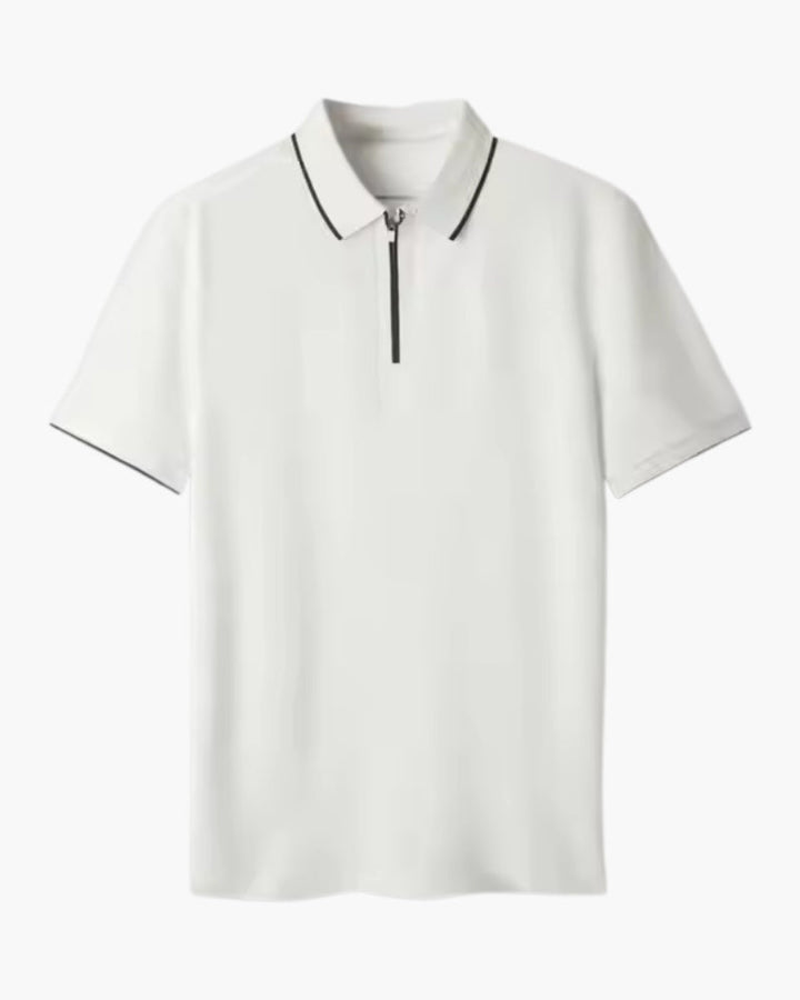 Men's Chunky Knit Zip Polo - White