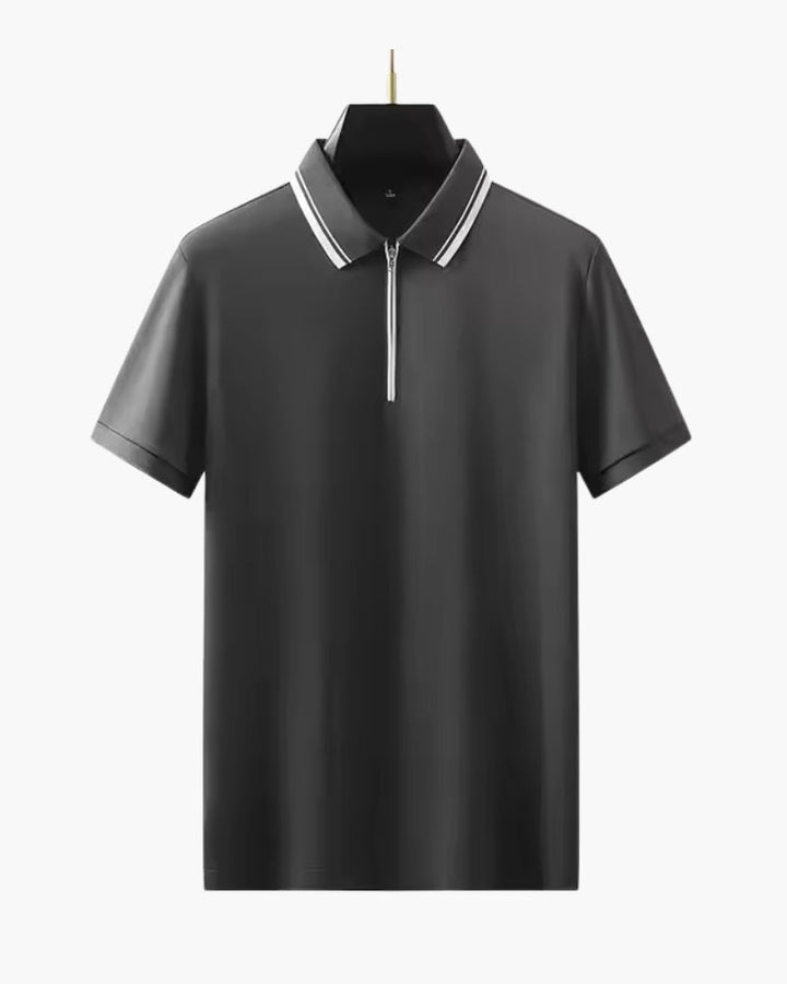 Men's Chunky Knit Zip Polo - Dark Gray