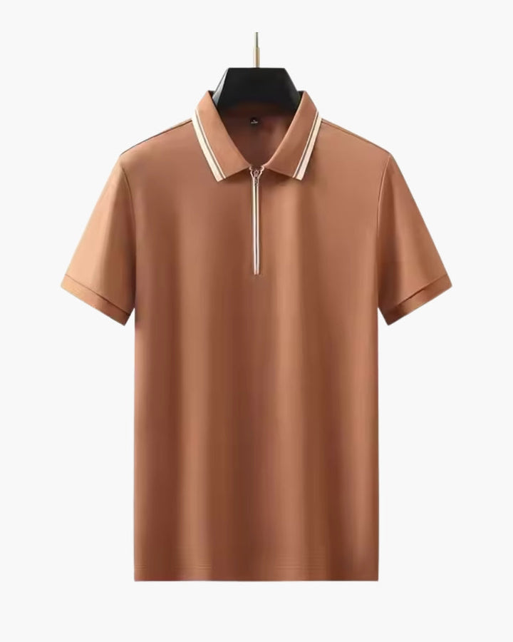 Men's Chunky Knit Zip Polo - Orange