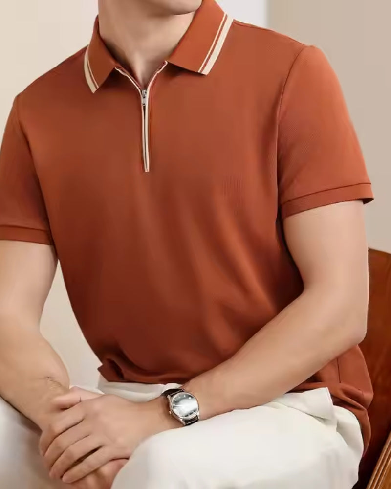 Men's Chunky Knit Zip Polo