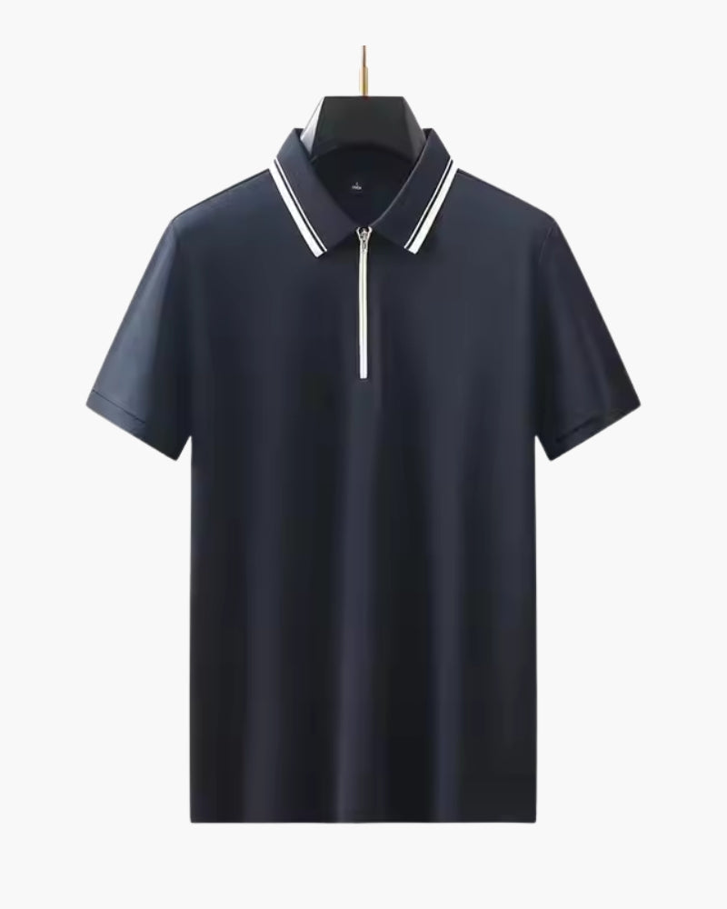 Men's Chunky Knit Zip Polo - Navy
