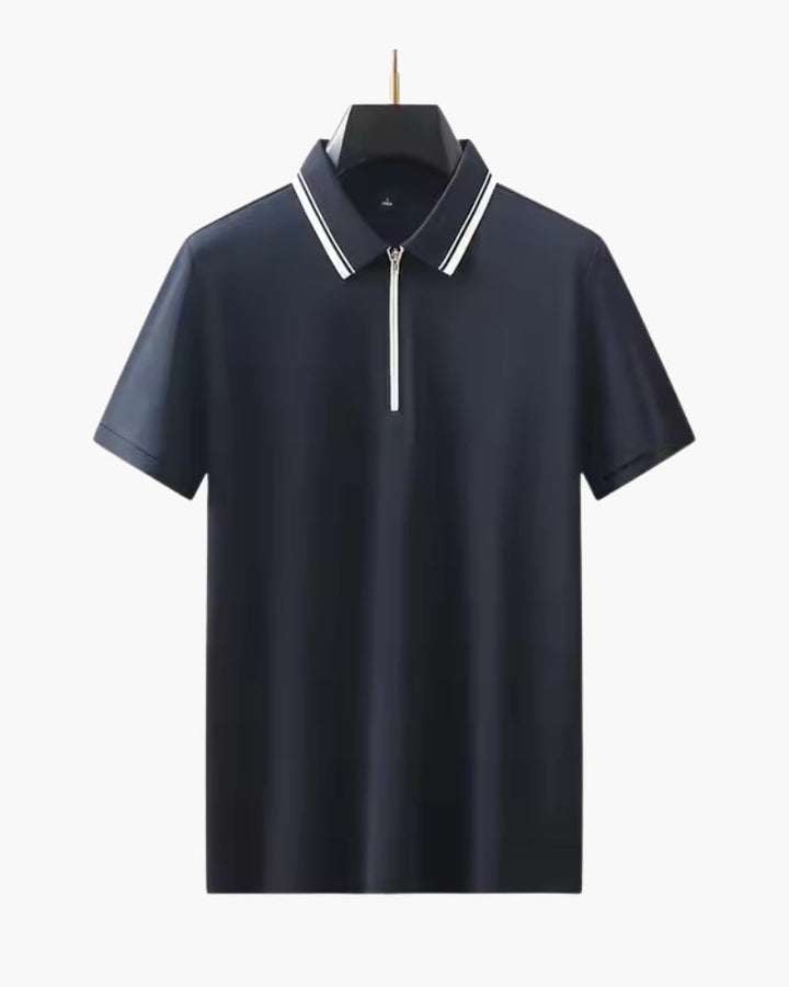 Men's Chunky Knit Zip Polo - Navy