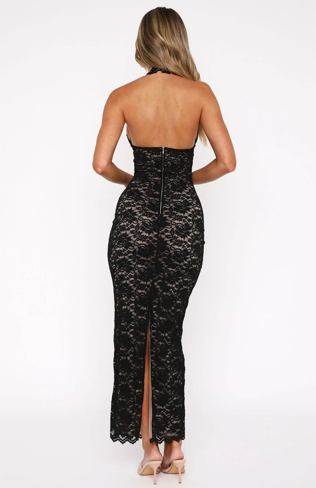 Elegant Lace Maxi Dress Backless