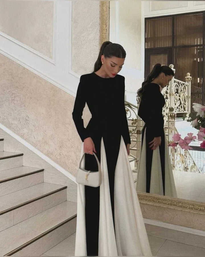 Long dress women's black pleated