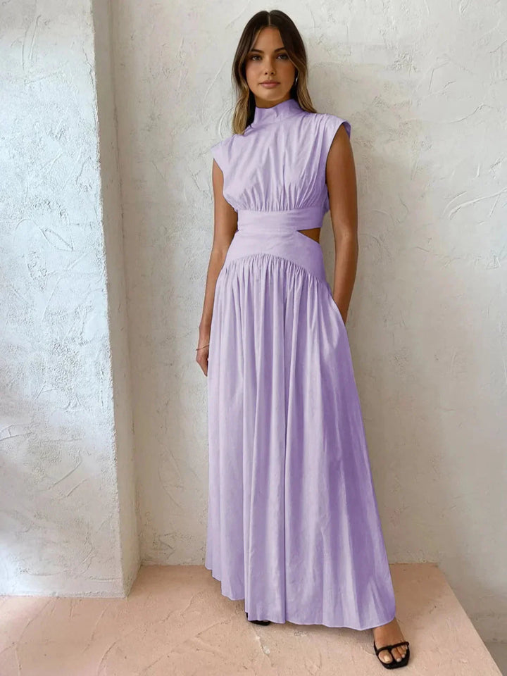 Women's High Neck Summer Maxi Dress with Cut-Outs