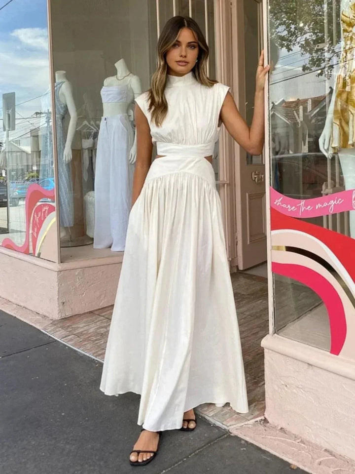 Women's High Neck Summer Maxi Dress with Cut-Outs