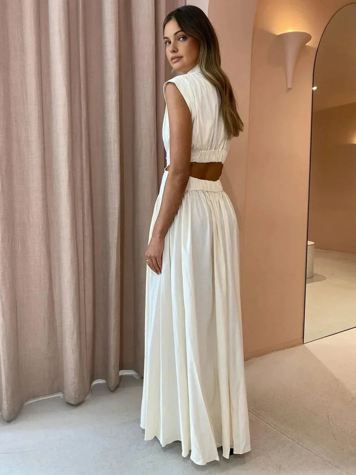 Women's High Neck Summer Maxi Dress with Cut-Outs