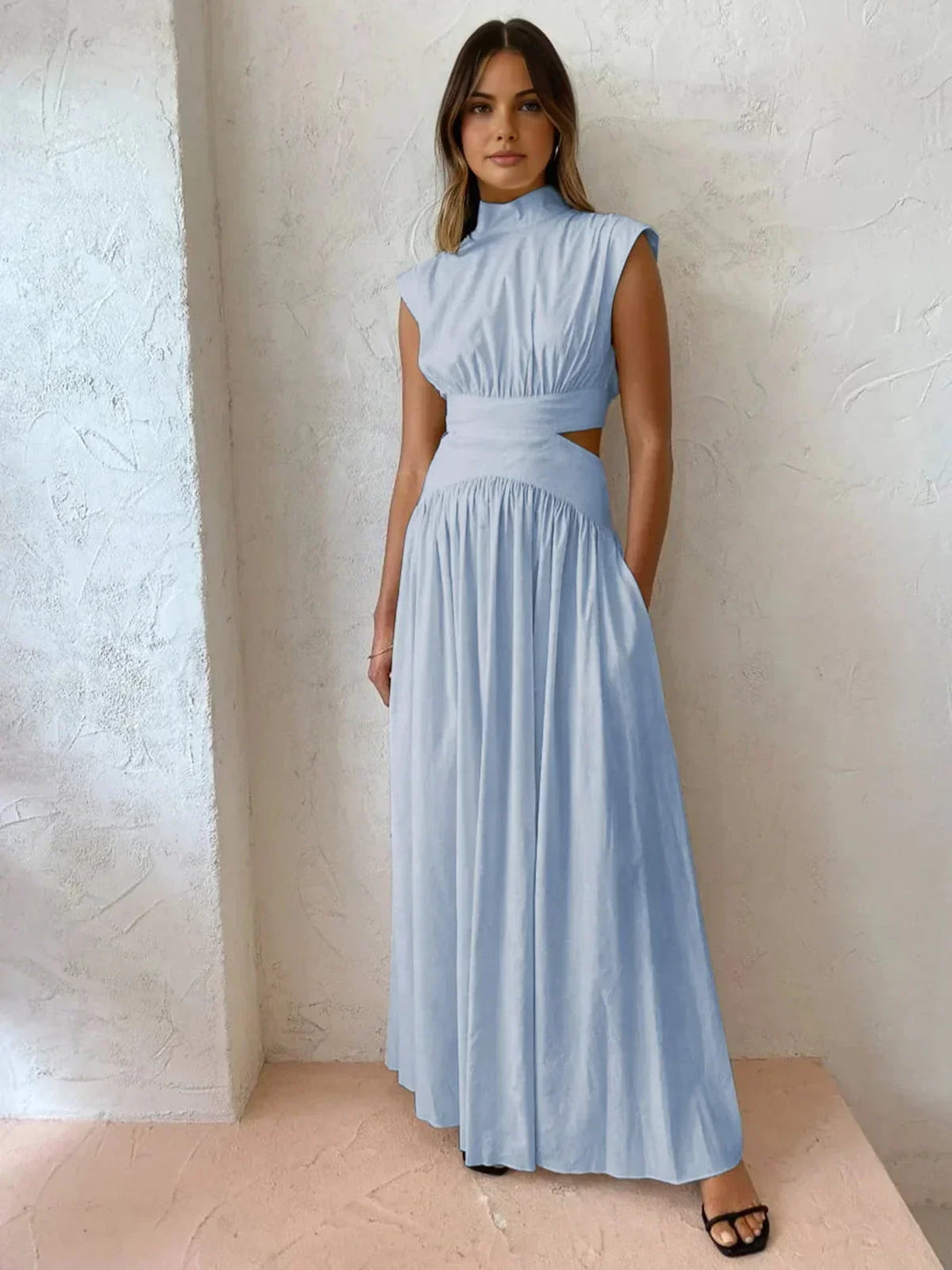 Women's High Neck Summer Maxi Dress with Cut-Outs