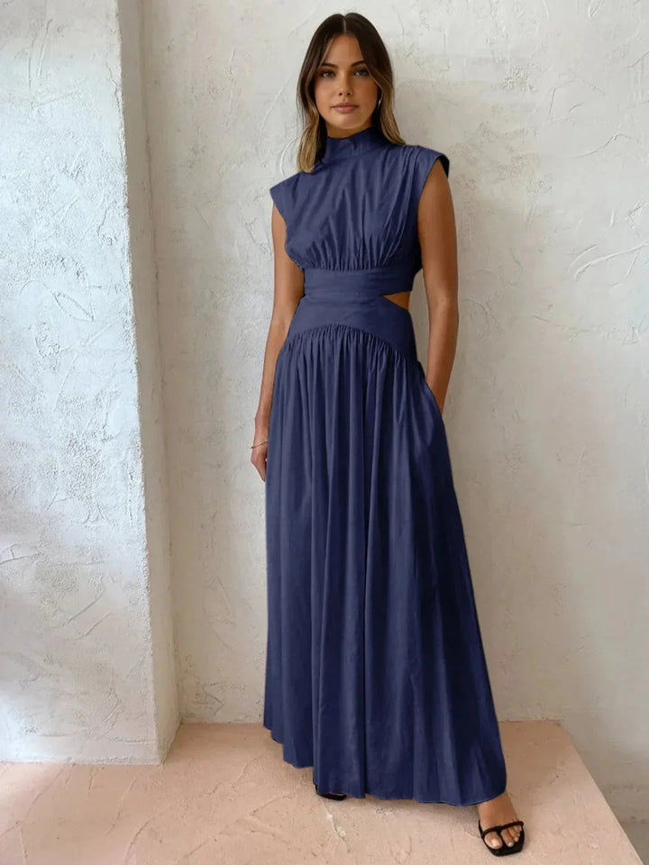 Women's High Neck Summer Maxi Dress with Cut-Outs
