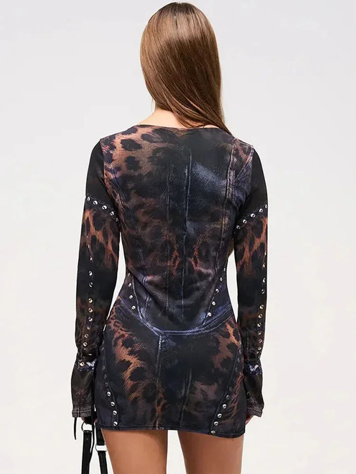 Dámské tištěné mini šaty bodycon s řasením